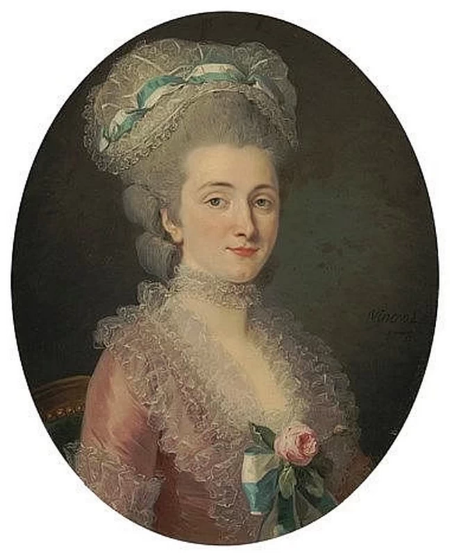 Ritratto di giovane donna a mezzo busto, rosa con corpetto